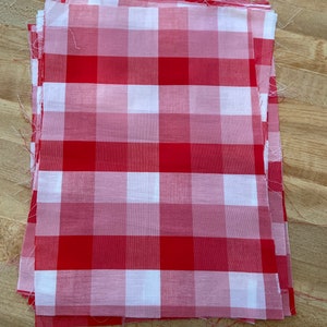 Red and White Gingham Fabric Pieces 13 Count of 7”x10” Large Check Gingham - Fine Lightweight Gingham