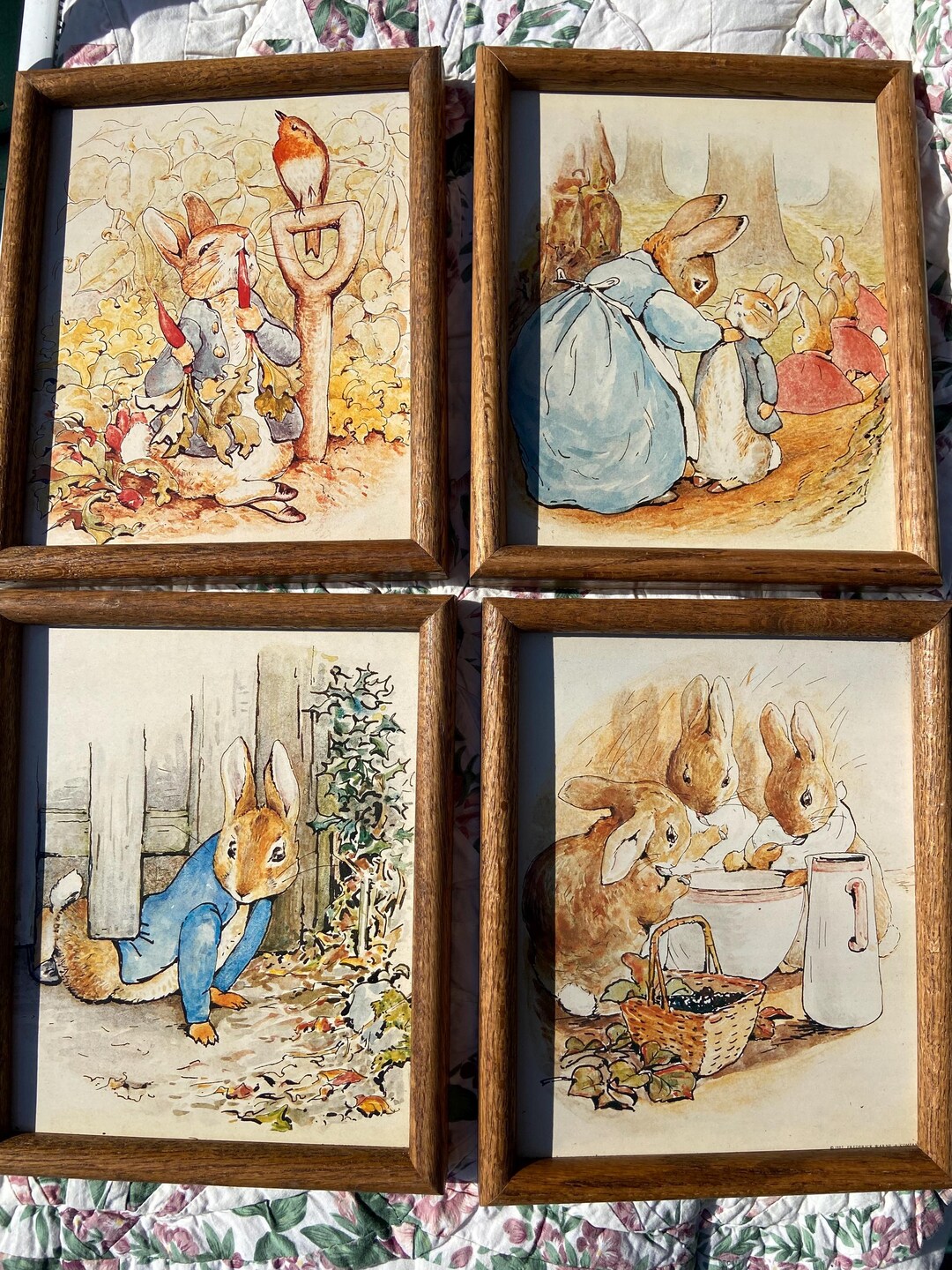 Vintage Framed Peter Rabbit Pictures Set of Four Beatrix Potter Wall ...