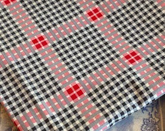 VTG Gingham Fabric Half Yard x 34” Checkered Cotton Quilting Fabric