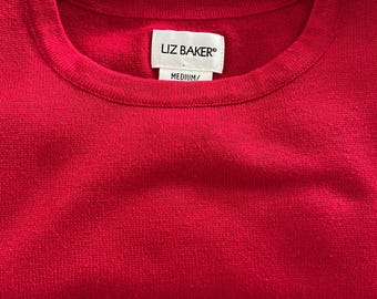 Classic Red Spring Top, Size M Short Sleeve Sweater Top by Liz Baker