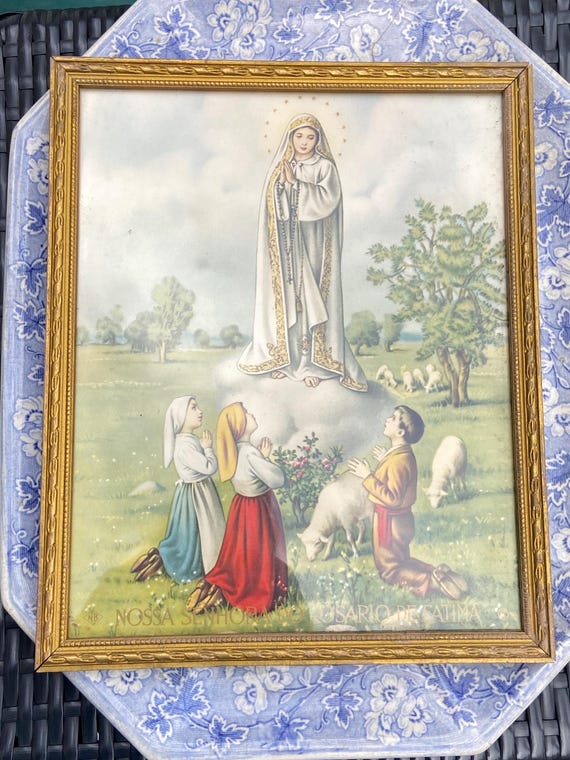 @*ン様 FFAジャケット　 オクラホマ　ホワイト　白 希少　ffa Framed Our Lady of Fátima and the Three Shepherd Children Vintage