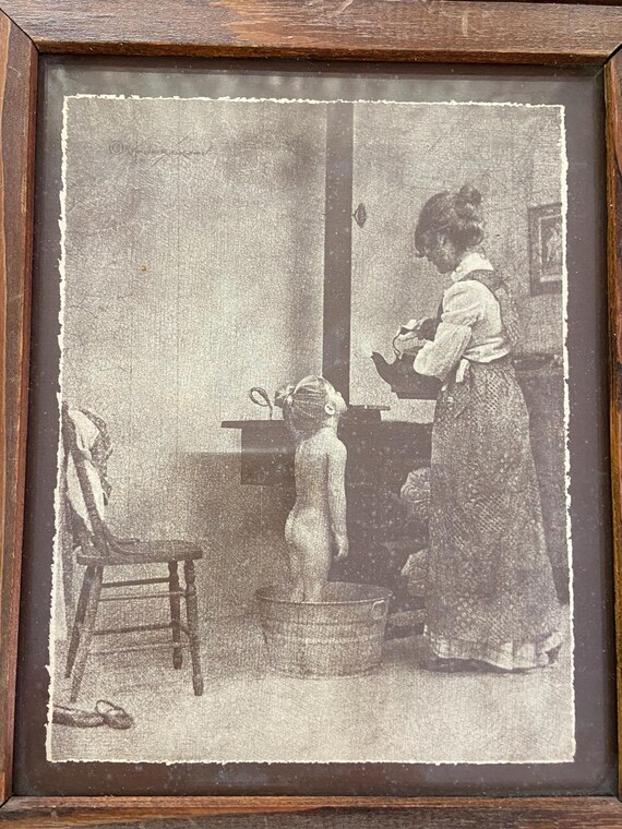 Vintage Rolland Hendrickson Framed Artwork Mother and Daughter