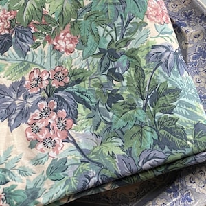 Laura Ashley Ashbourne Green Floral Rod Pocket Drapes 85”L x 39”W One Panel