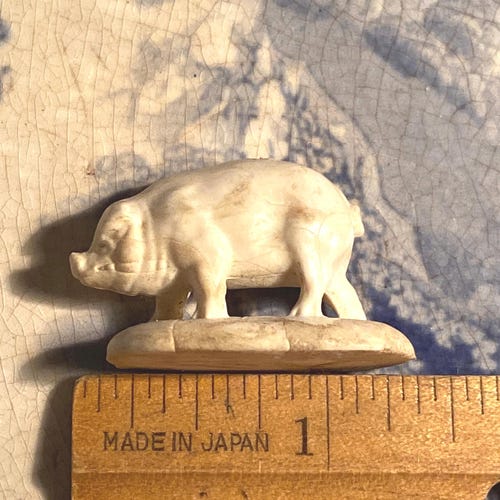 Statuetta di maialino in miniatura - Maialino bianco in miniatura