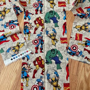 Superhero Colorful Comics Fabric Remnant Hulk Wolverene