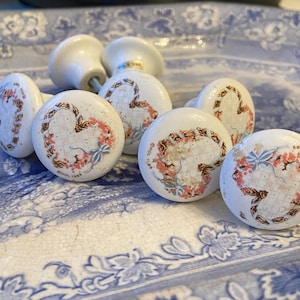 Set of Eight Vintage Porcelain Drawer Knobs/Pulls - Hol 1989 Drawer Knobs