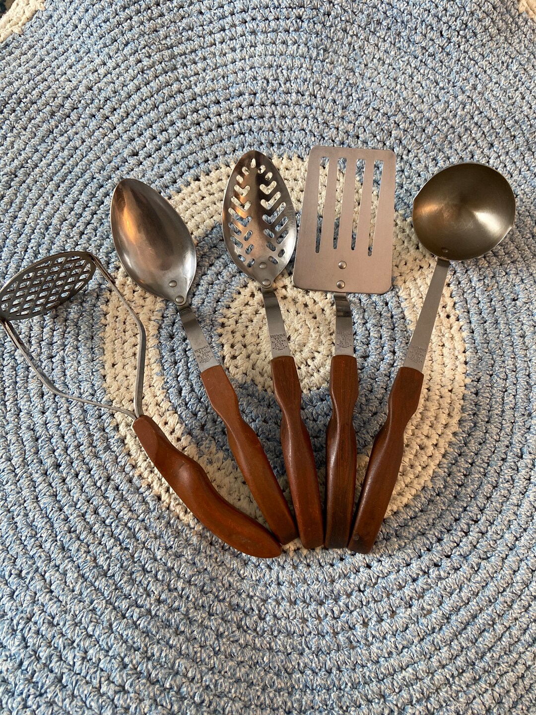 Set of Five Vintage CUTCO Serving Utensils With Wood Handles Etsy