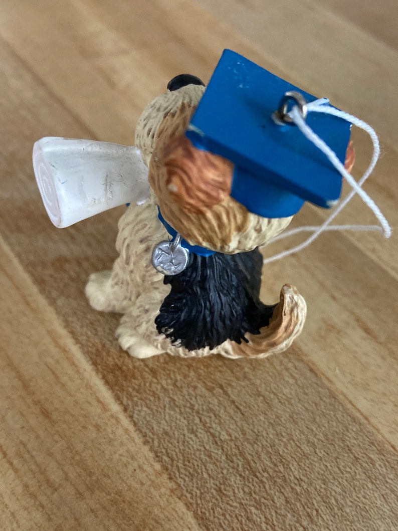 1997 Hallmark Graduation Dog Ornament Dog with Cap and Diploma