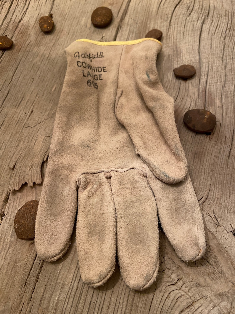 Leather Work Gloves Fairfield Cowhide Work Gloves size Large 605 Large Vintage Leather Gloves
