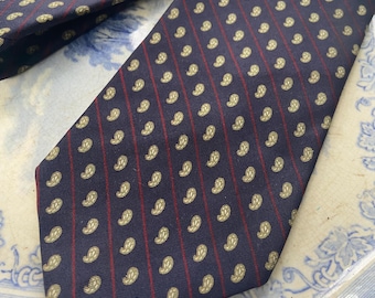 Vintage Brooks Brothers Silk Necktie Classic Navy Blue Paisley