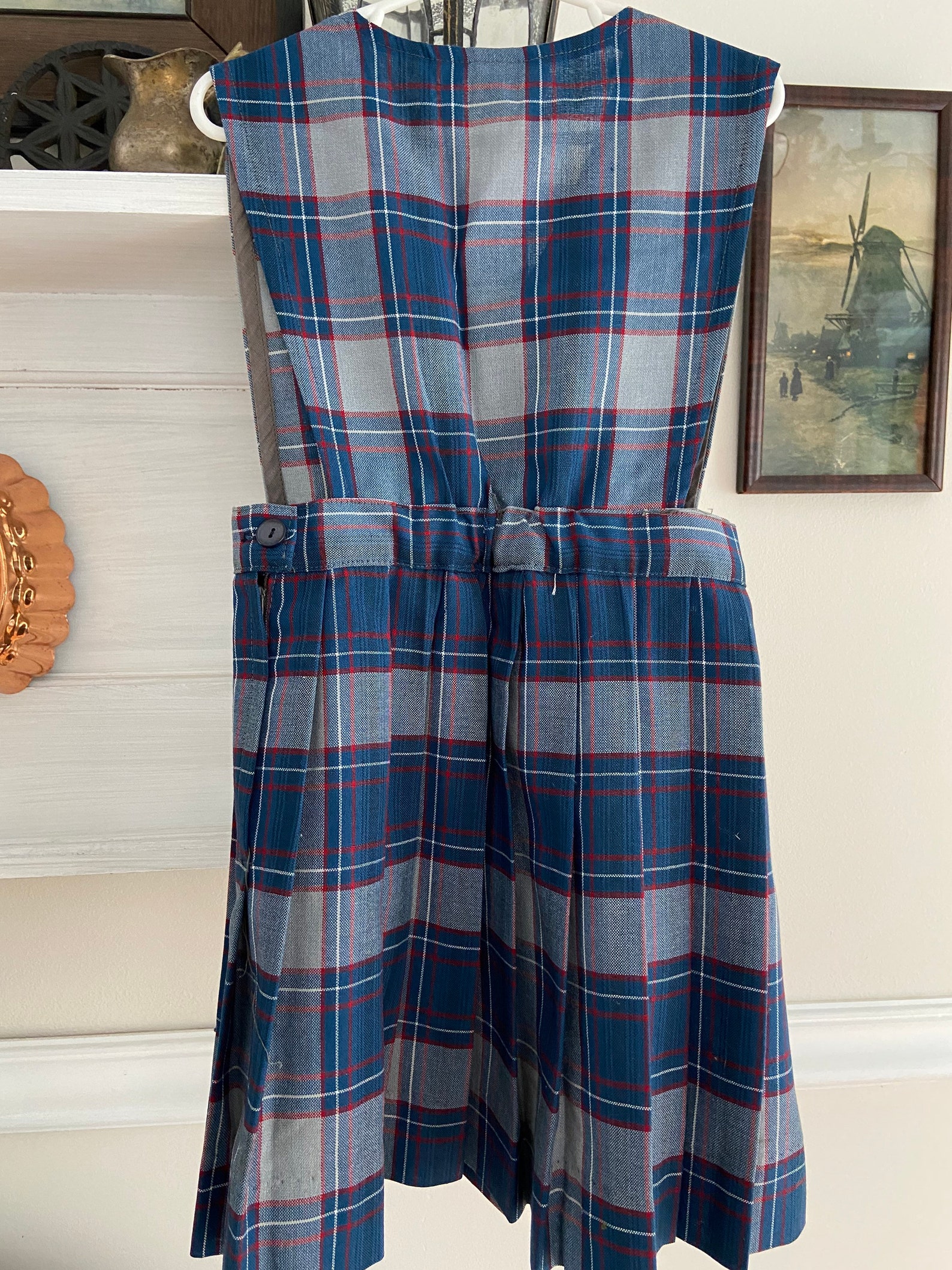 Plaid School Girl Uniform Dress Blue Plaid Uniform Dress Etsy