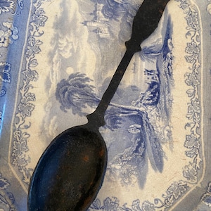 Rustic Cast Iron Spoon - Large Primitive Decorative Spoon
