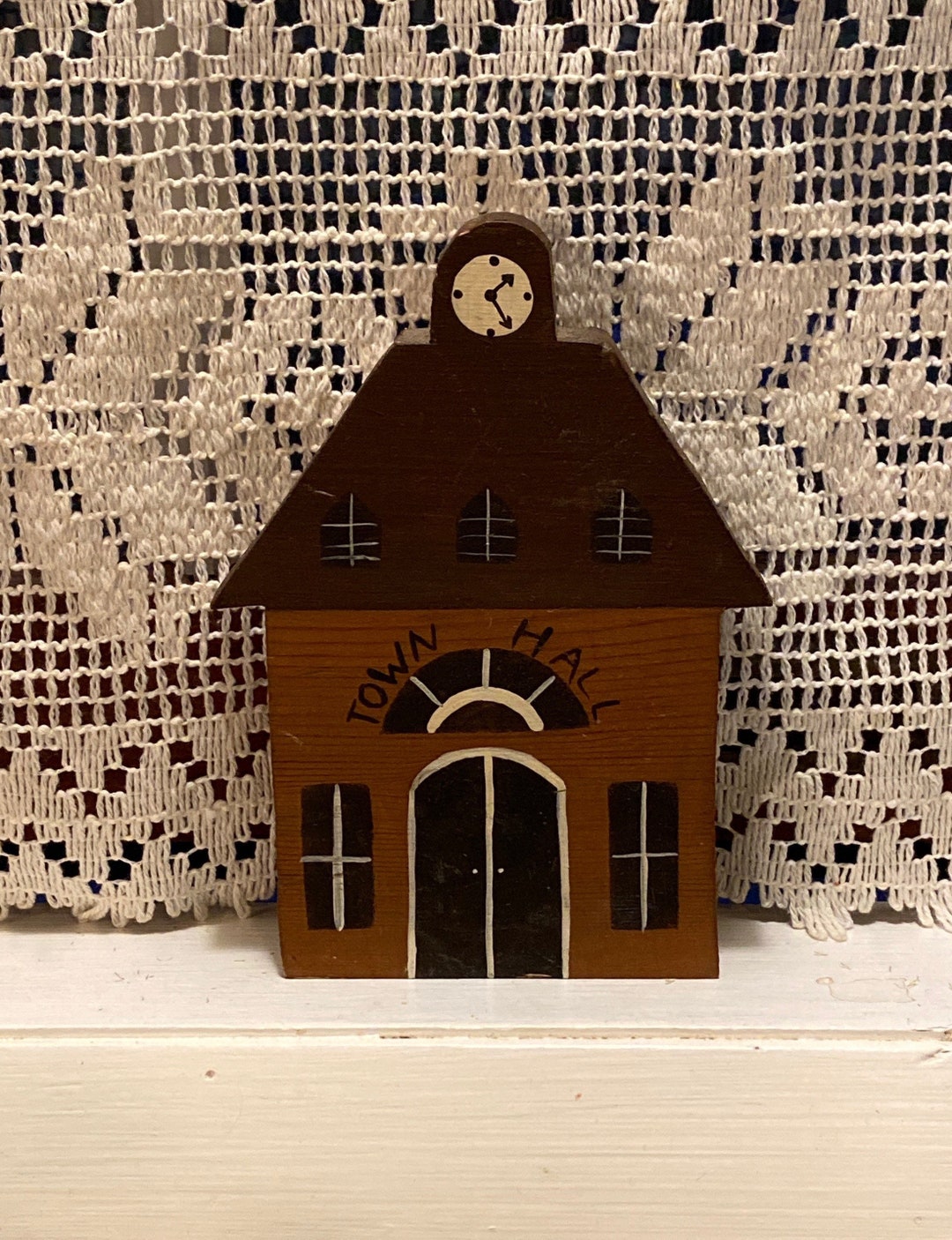 Vintage Wooden Town Hall Wooden Village Colonial Town Hall Etsy