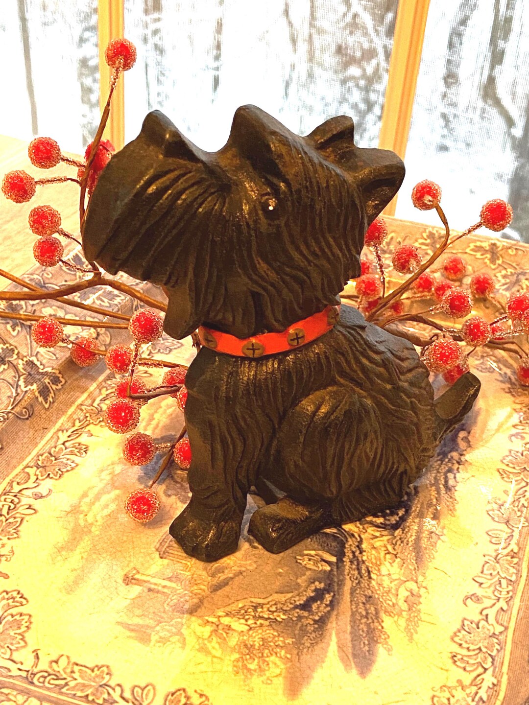 Vintage Cast Iron Scottish Terrier Door Stop, Scottie Dog Bookend