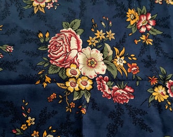 Civil War 324 Gold and Black Jacobean Paisley Floral Benartex Fabric Cotton By the Half Yard