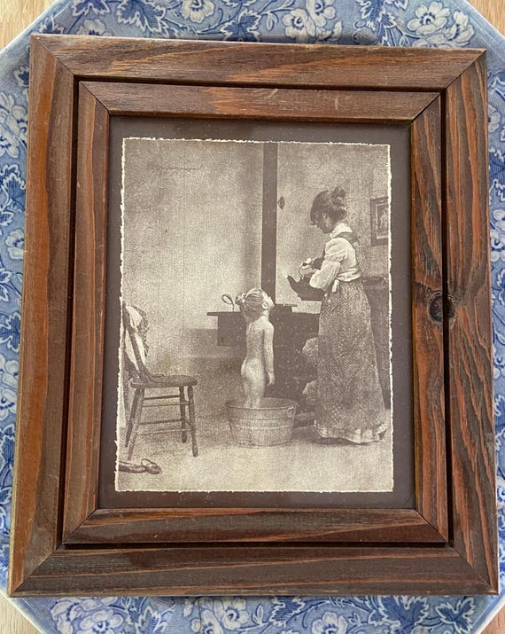 Vintage Rolland Hendrickson Framed Artwork Mother and Daughter
