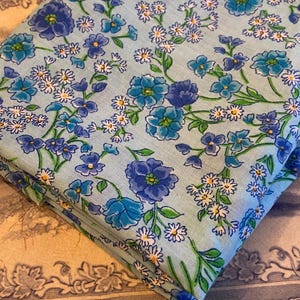 Magical Garden Blue Periwinkle Floral Cotton Fabric 45”x32”