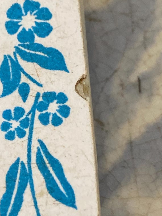 Vtg Surgical Stainless Knife Set of 4 White With Blue Corn