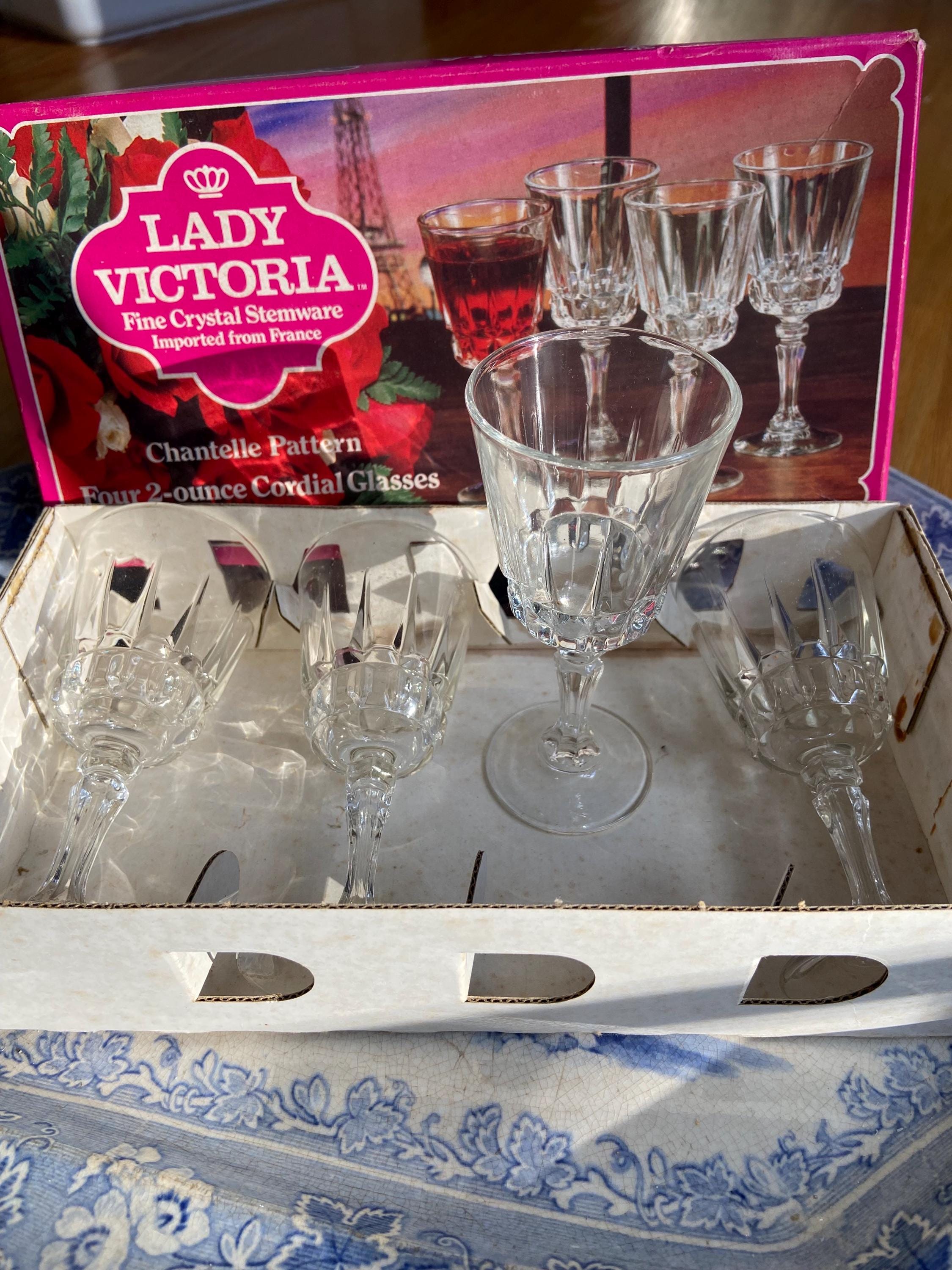 Lady Victoria Fine Crystal Stemware Cordial Glasses Chantelle