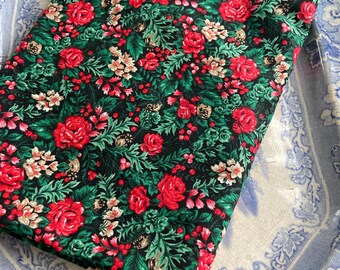Weihnachtsrose Baumwollstoff, Auswahl an Größen, rote Rose Blumenweihnachtsstoff