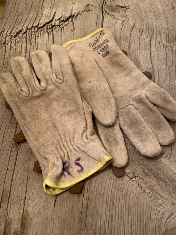 Leather Work Gloves Fairfield Cowhide Work Gloves size Large 605 Large Vintage Leather Gloves