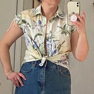 90s Vibe Hawaiian Shirt Caribean Joe Petite Small Floral Top