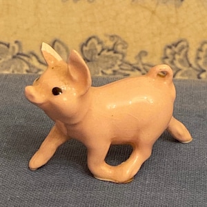 Mini Pink Porcelain Pig Figurine with Chipped Ear