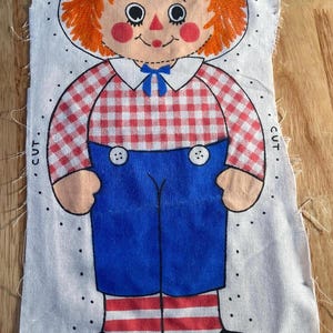 Vintage Raggedy Andy Cut and Sew Fabric Doll 15”x7”