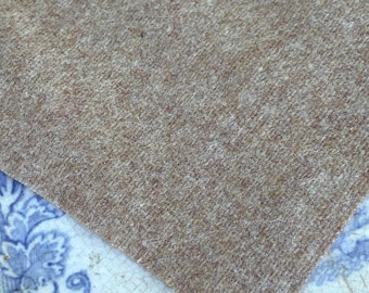 Wool Fabric for Crafting - Soft Heather Brown Wool Piece
