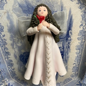 Kneeded Angels A Rose for You Figurine - Vintage Angel with Gossamer Wings