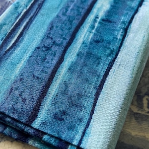 Blue Watercolor Stripe Cotton Quilting Fabric 13”x22”
