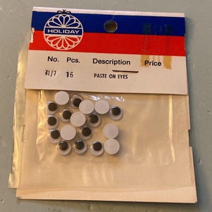 Googly Eyes - Vintage Package of Paste On Google Eyes