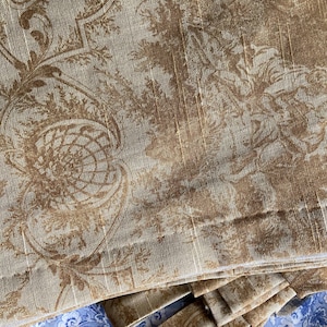 Golden Toile Tab Topped Drapes 85” Length 42 Width One Panel