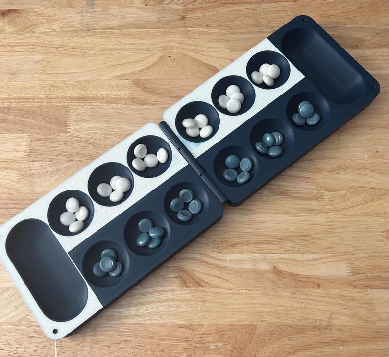 3D Printed Mancala Game Board with 48 Game Stones image 1
