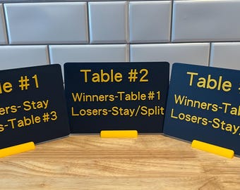 3D Printed Bunco Table Signs with Storage Box, Table #1, #2, #3 and/or #4 Markers, Bunco Party Decor, Game Night Organizer, Custom Colors