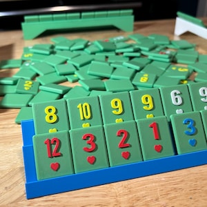 Custom Color Rummikub Set: Family Game Night, 2-8 Players, Tile Racks, Storage Box, 3D Printed