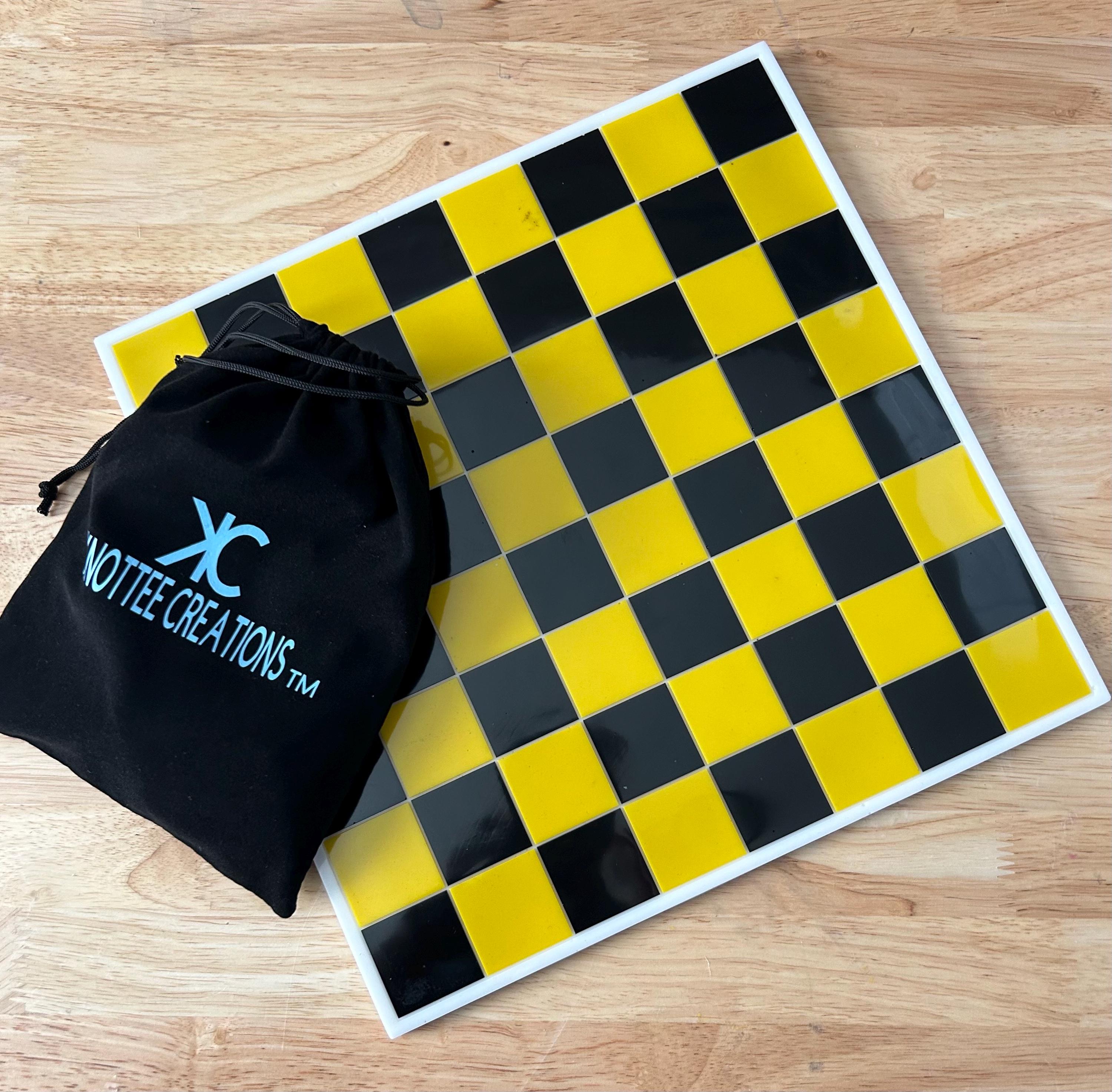 Black, Yellow and White Chessboard | 32 Chess Pieces | 24