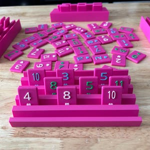 Custom Color Rummikub Set: Family Game Night, 2-8 Players, Stands, Storage Box
