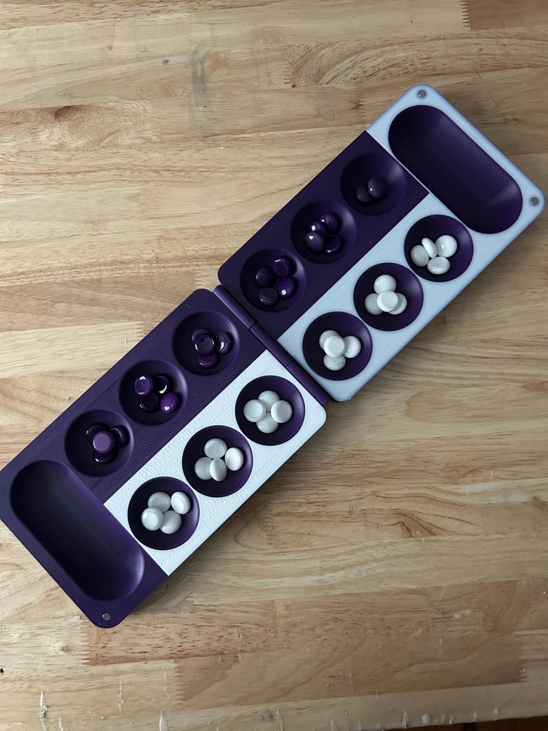 3D Printed Mancala Game Board with 48 Game Stones image 3