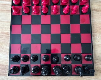 Made to Order Chessboard | Red/Black | Sizes Available - 11" (Resin), 12" (Resin) or 13" (3D Printed) | Chess Pieces | Checkers