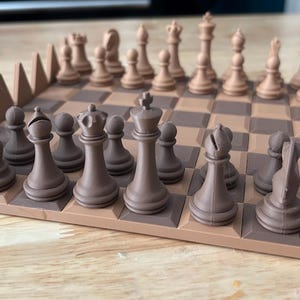 Custom 3D Printed Chess Board | 32 chess pieces | 8&quot;x8&quot;  | Handmade | Made to Order | Rollable | Travel size | Self Storage