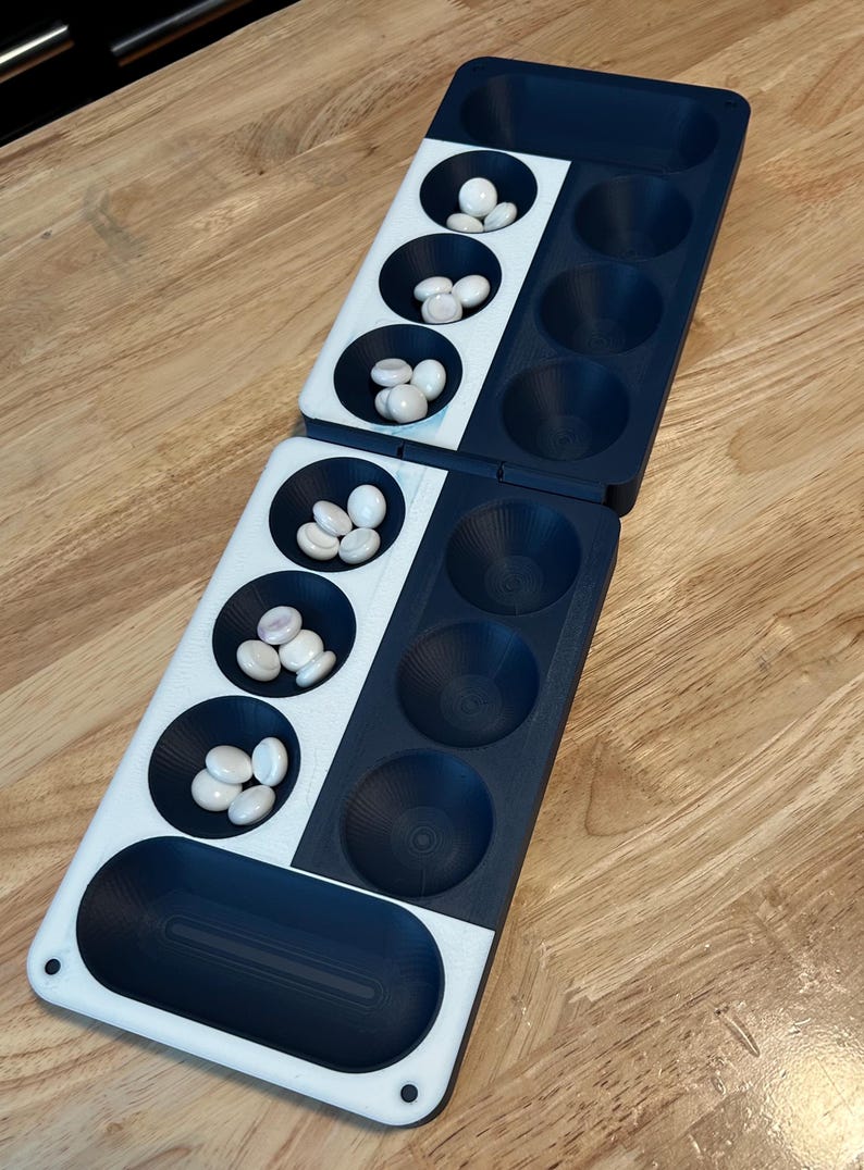 3D Printed Mancala Game Board with 48 Game Stones image 2