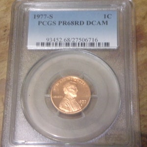 PCGS PR68RD DCAM 1977-S Lincoln Penny