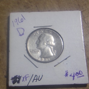 1961 D Washington Silver Quarter-xf/au
