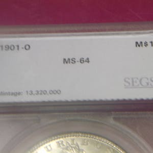 SEGS MS 64 1901-O Morgan One Dollar image 4