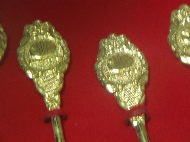 Vintage Daewoo Heavy Industries Gold Tone Collectible Spoon Set