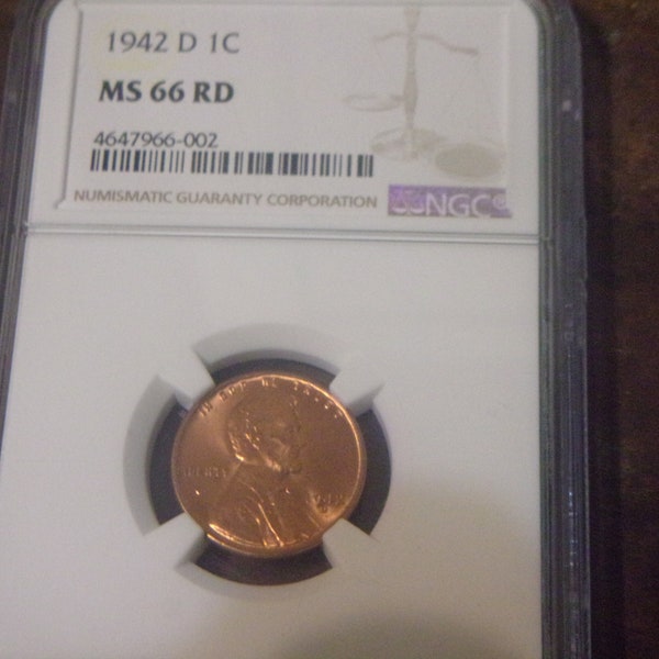 1942-D Red Lincoln Wheat Penny NGC MS66