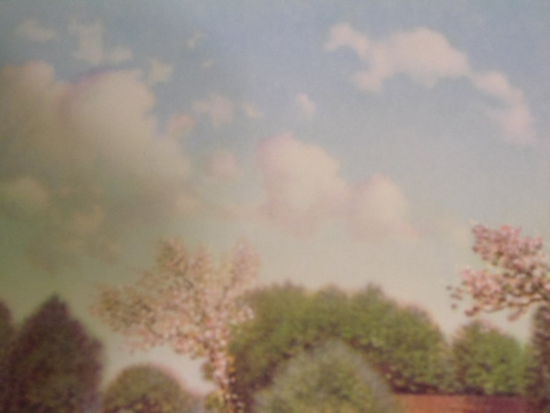 G.P 5236 Lithograph Lake House with Cherry Blossoms