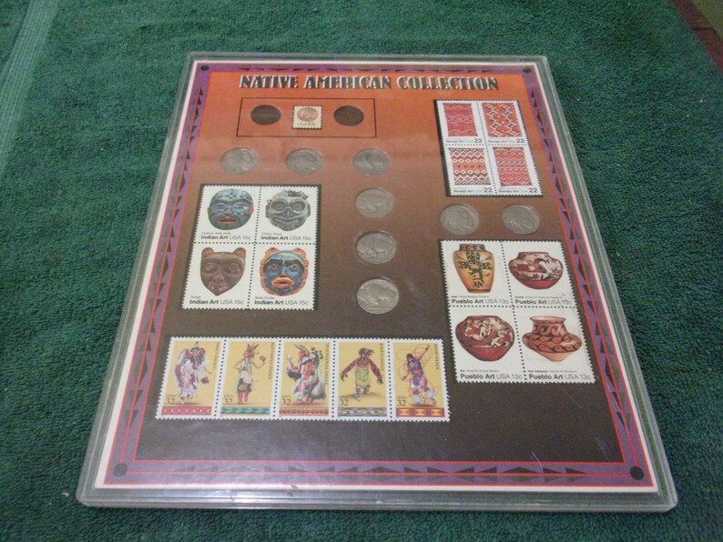 Native American Framed Coin & Stamp Set Etsy