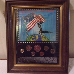 Framed Coins of Yesteryear- 7 coin set